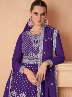 Violet Premium Chinon Silk Sharara Suit